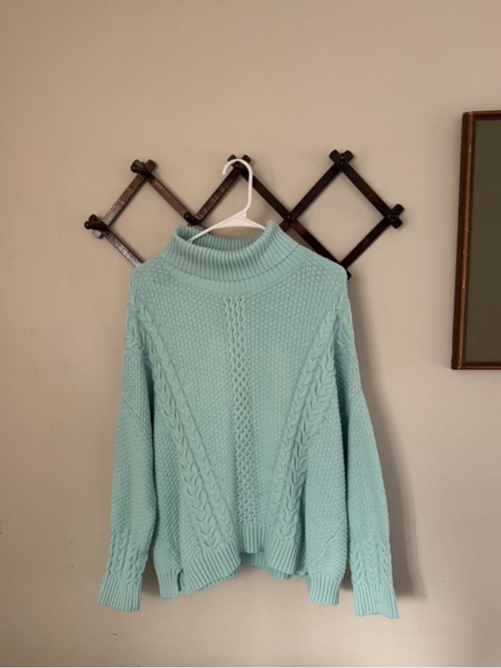 a.n.a Light Aqua Cable Turtleneck Sweater women’s large